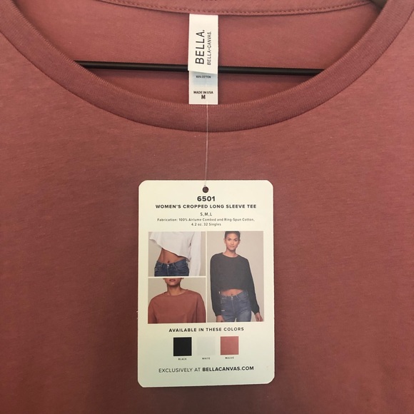 Bella Canvas Mauve Cropped Long Sleeve Tee - Picture 4 of 6